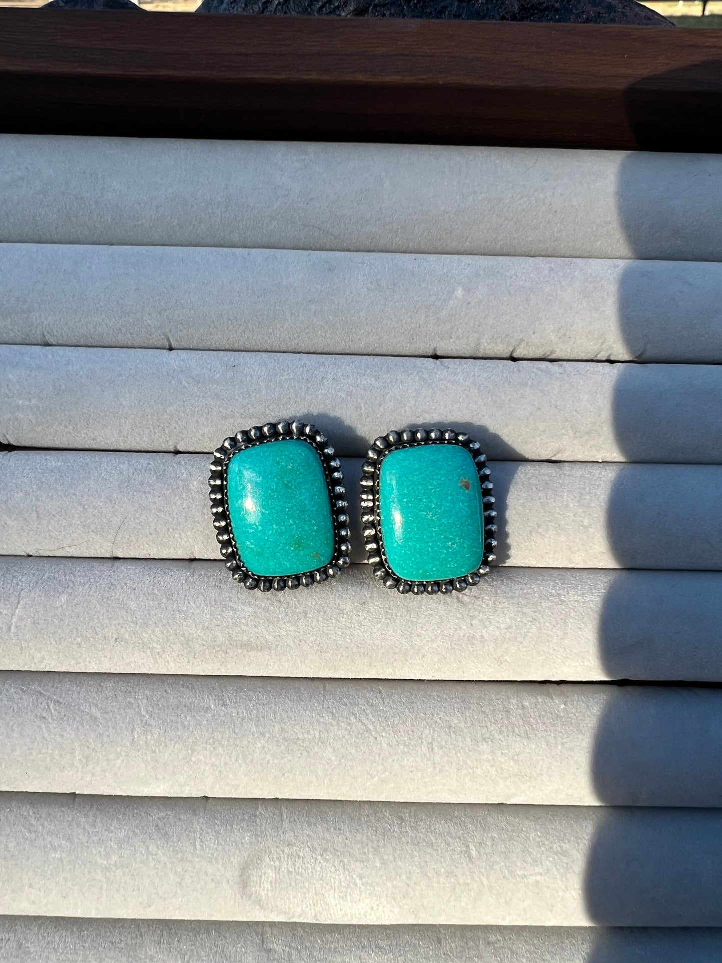 Turquoise Cushion Cut Studs