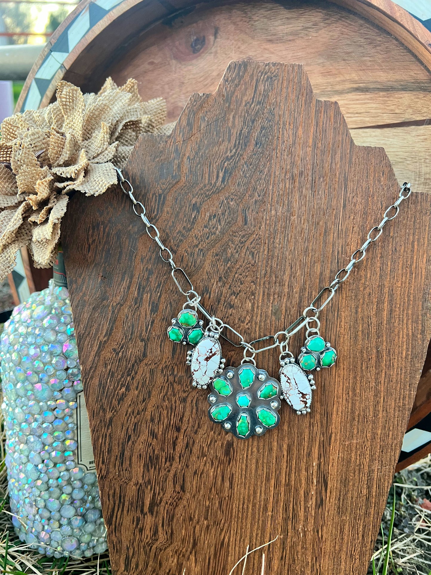 Flowers and Wild Horses Charm Necklace