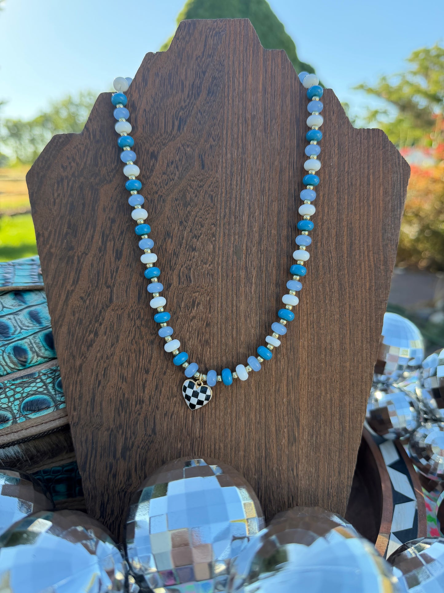 Checkered Heart Necklace