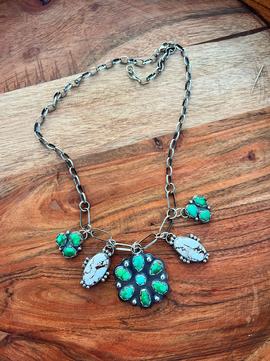 Flowers and Wild Horses Charm Necklace