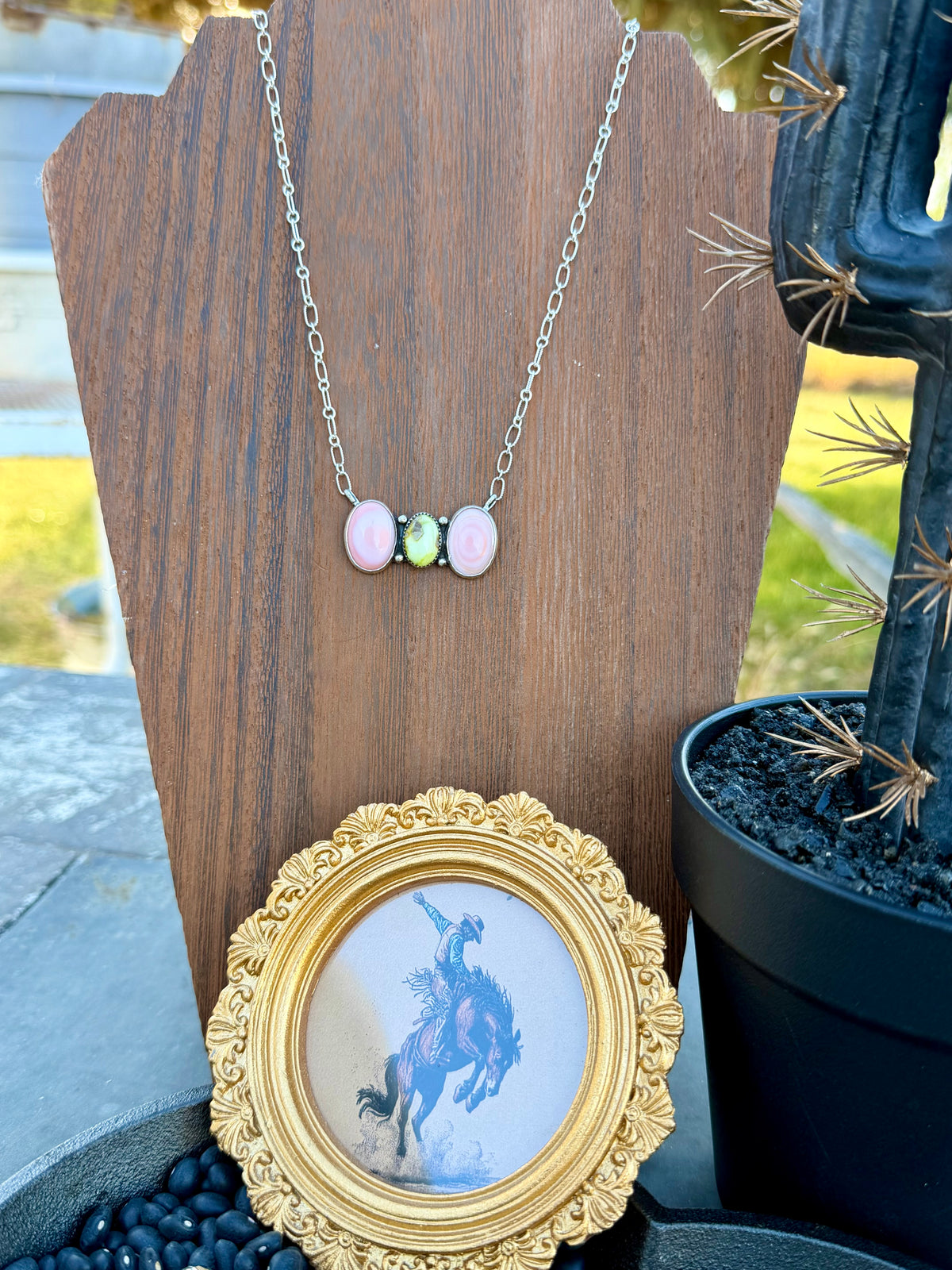 Pink Conch & Palomino Necklace