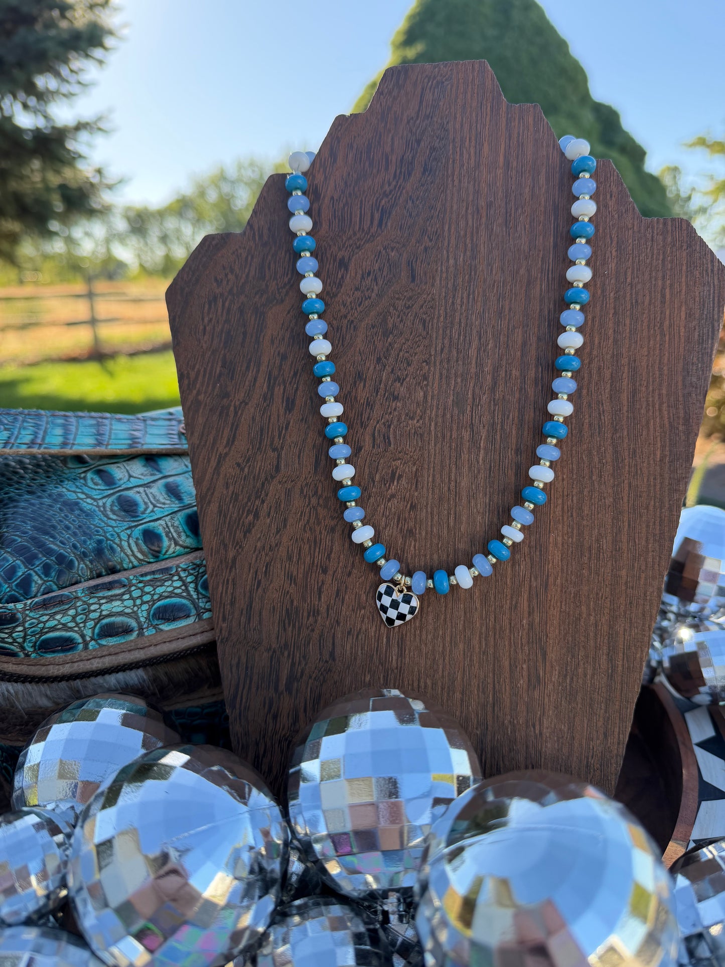 Checkered Heart Necklace