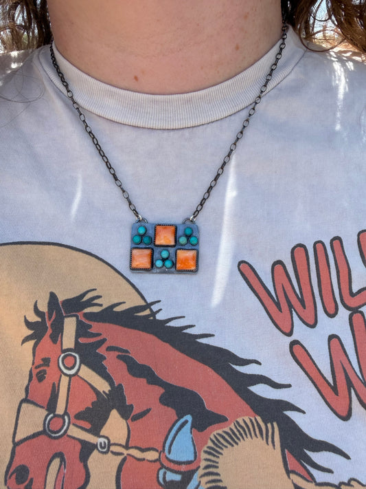 Checkered in Stone Necklace