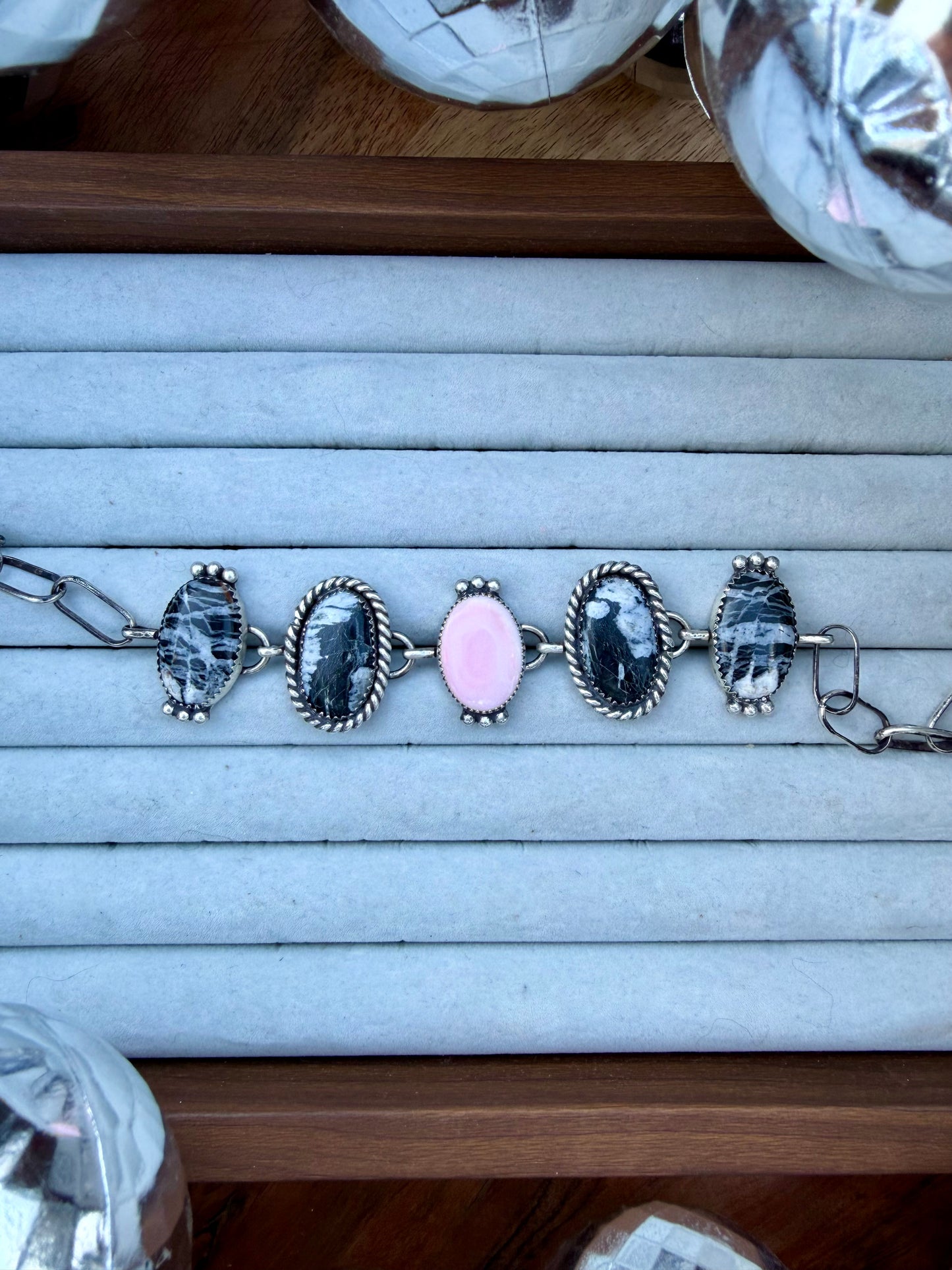 White Buffalo and Pink Conch Bracelet