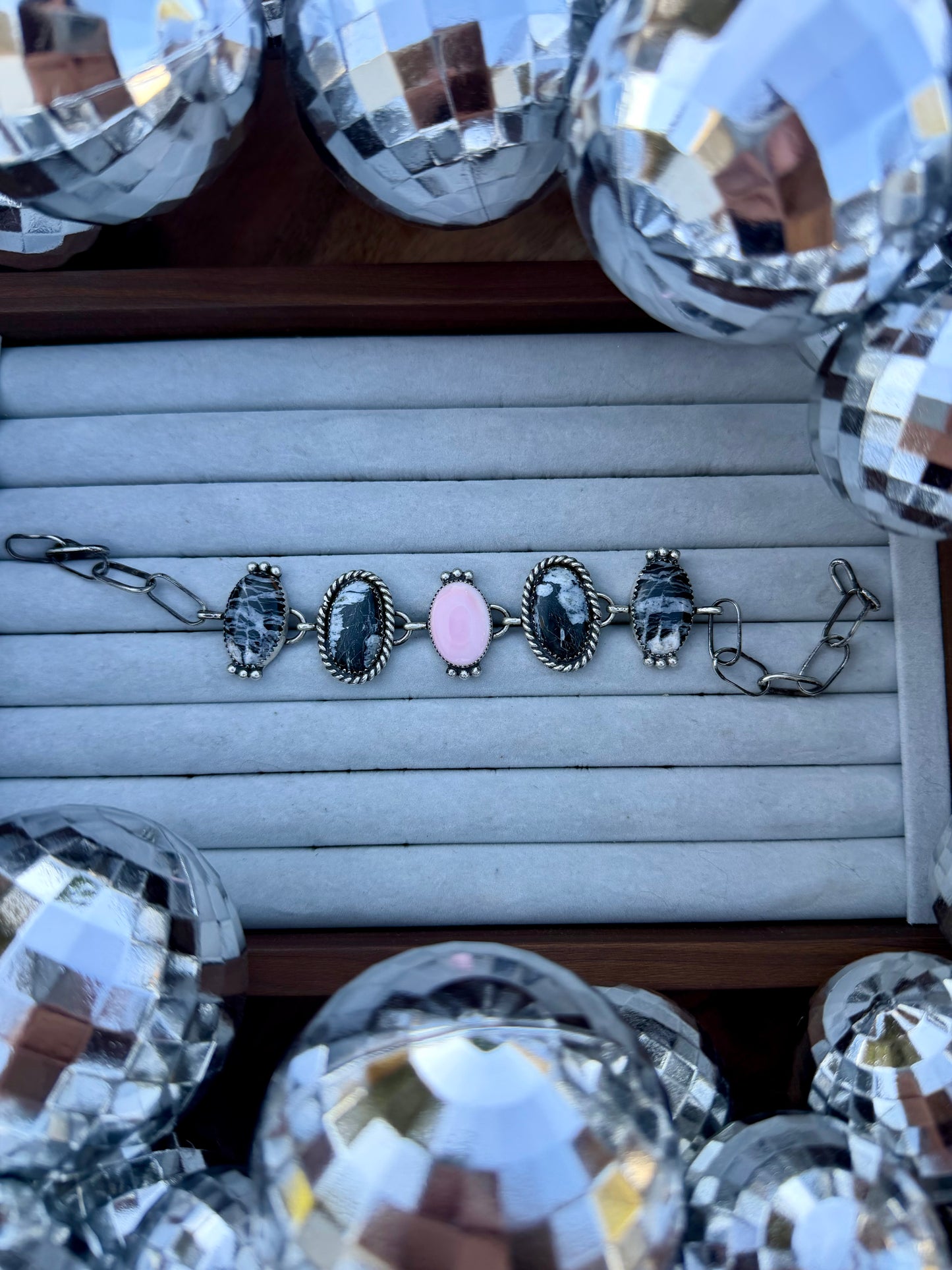 White Buffalo and Pink Conch Bracelet